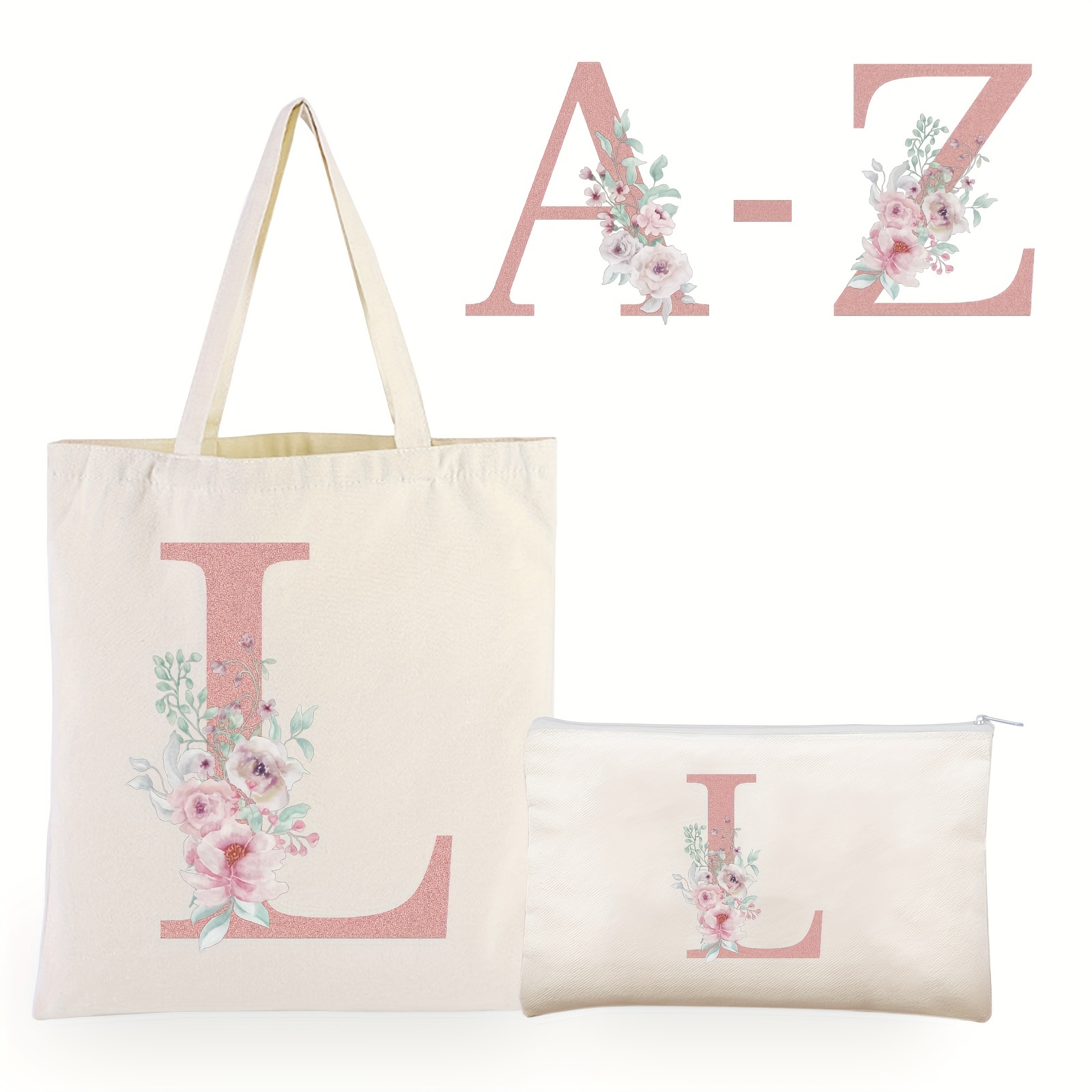 Floral A z Letter Print Makeup Bag Bridesmaid Makeup - Temu