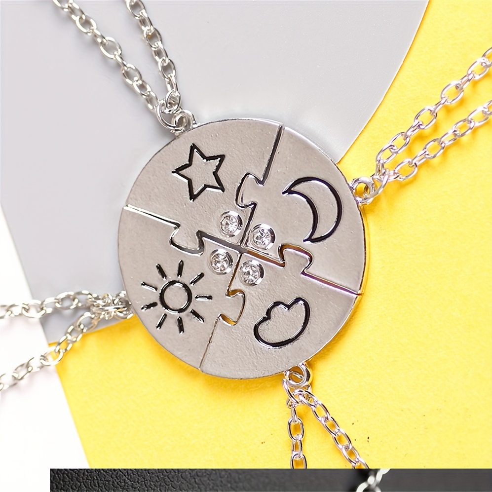 Round Sun Star Moon Pendant Necklace Fashion Best Friend - Temu Canada