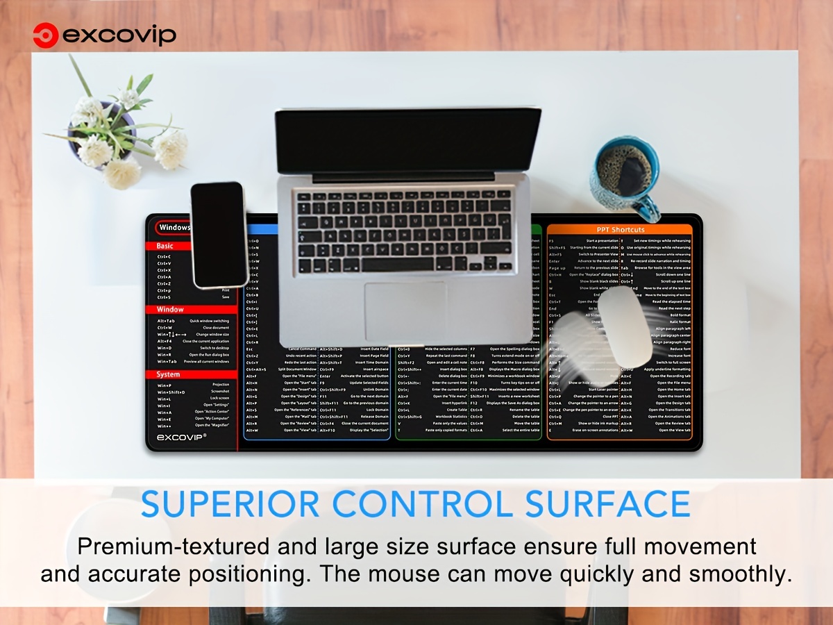 Docooler tapis de souris de jeu surdimensionné raccourcis clavier tapis de  souris ordinateur bureau étanche grand tapis de bureau 