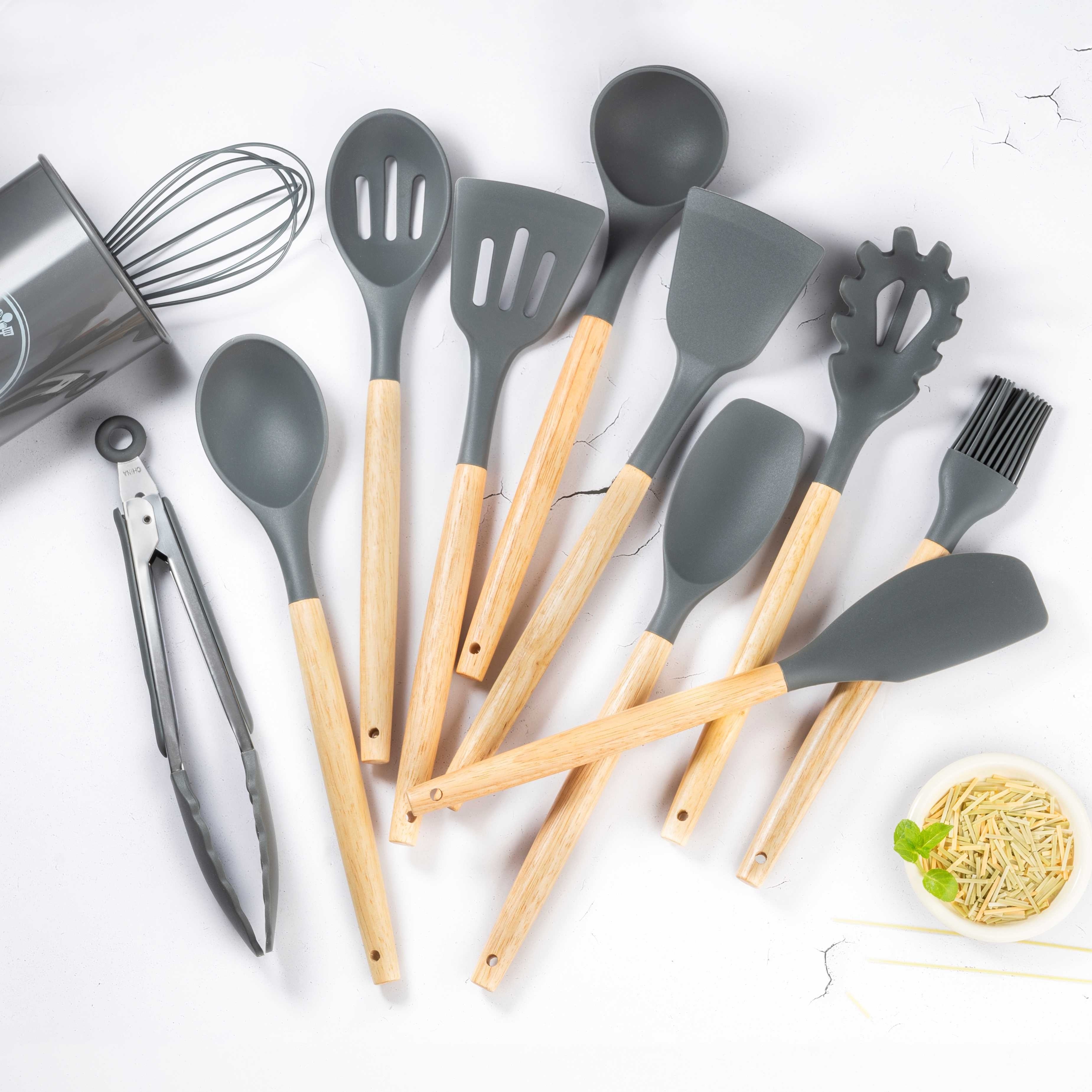 Juego de 12 utensilios de cocina de silicona para cocina, juego de  utensilios de cocina de silicona, juego de espátulas, utensilios de cocina,  juego