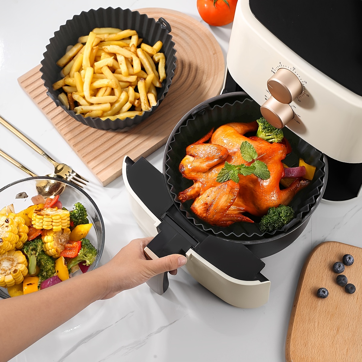9 Inch Round Reusable Silicone Air Fryer Liners Non-Stick For