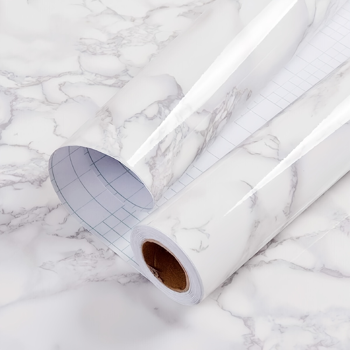 1roll White Marble Contact Paper, Peel And Stick Wallpaper Vinyl