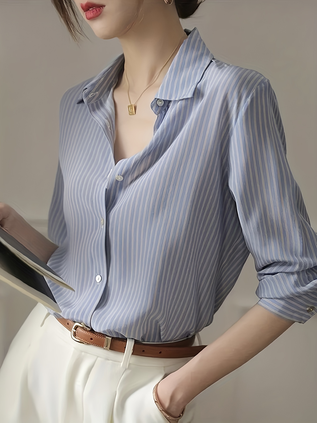 Blusa Casual Cierre Mujer Camisetas Elegantes Estilo Oficina - Temu