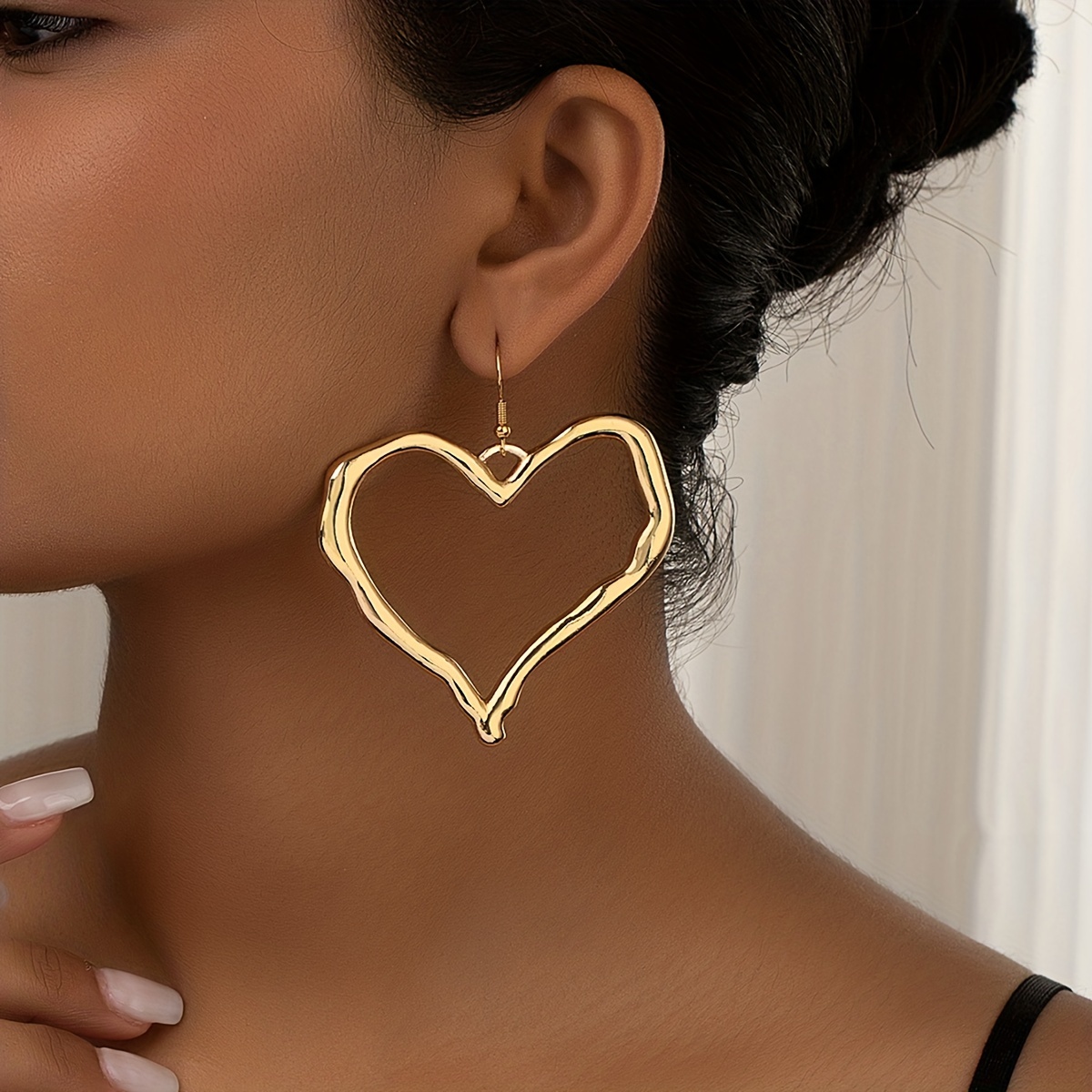 Women's Romantic Love Heart Tassel Earrings Wooden Double - Temu