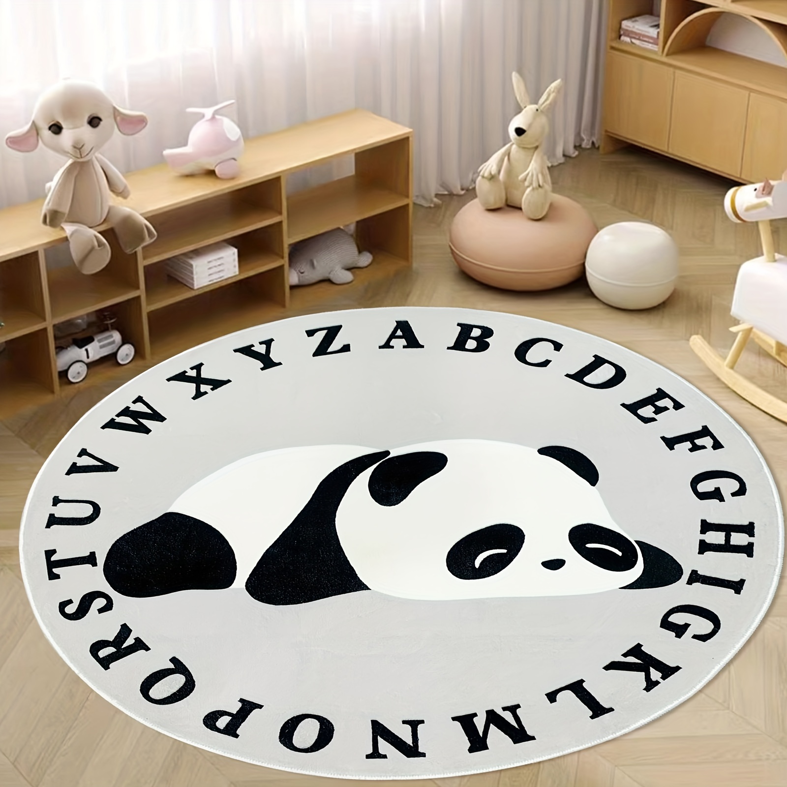 1pc Tapis Motif Panda En Faux Cachemire Tapis De Sol Antid rapant En Peluche De Dessin Anim Mignon Lavage En Machine Adapt La Chambre