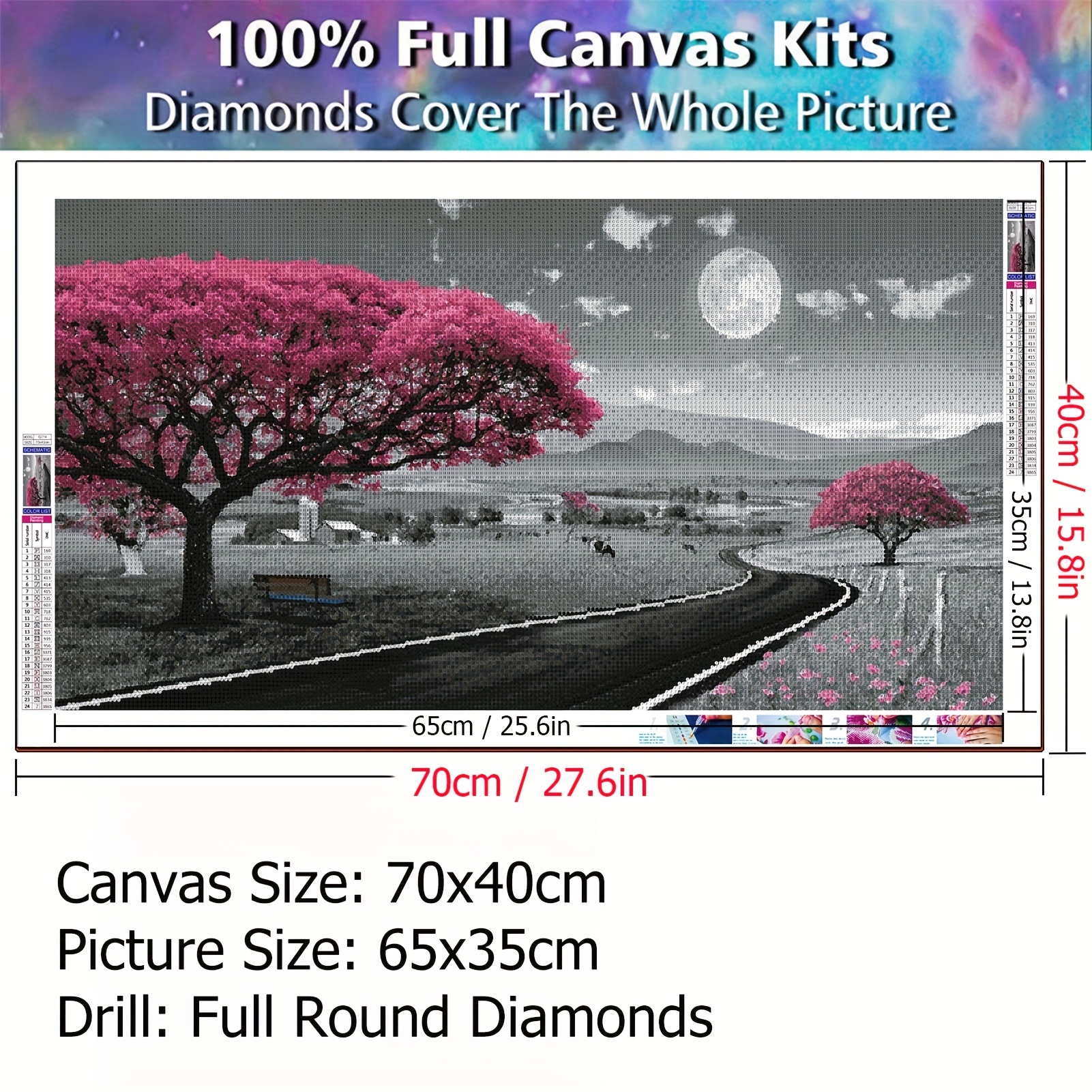 YALKIN Red Tree Desk Large Diamond Painting Kits for Adults (27.6 x 15.7  inch), 5D Diamond Art Full Round Drill DIY Embroidery Pictures Arts Cross Stitch  Kits for Home Wall Decor 