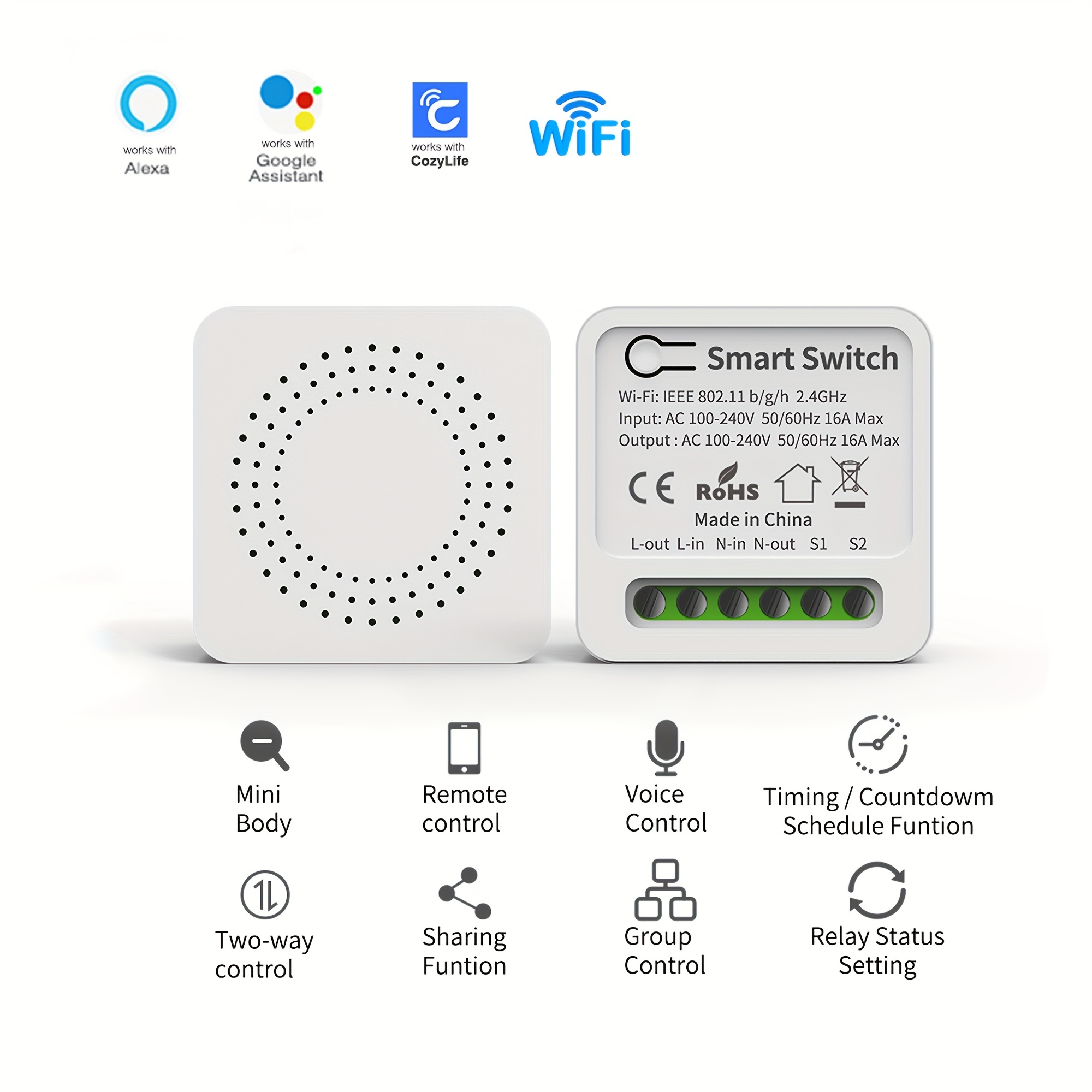 1 Interruptor Inteligente Wi Fi Carga Máxima De 16 A 90 250 - Temu