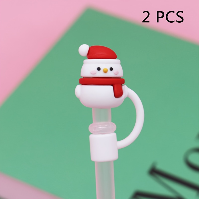 KWOYOS 10 Pack Christmas Straw Covers Cap, Silicone Straw Tips Cover, Holiday Straw Toppers, Dust Proof Tips Lids for 6-8 mm Straws