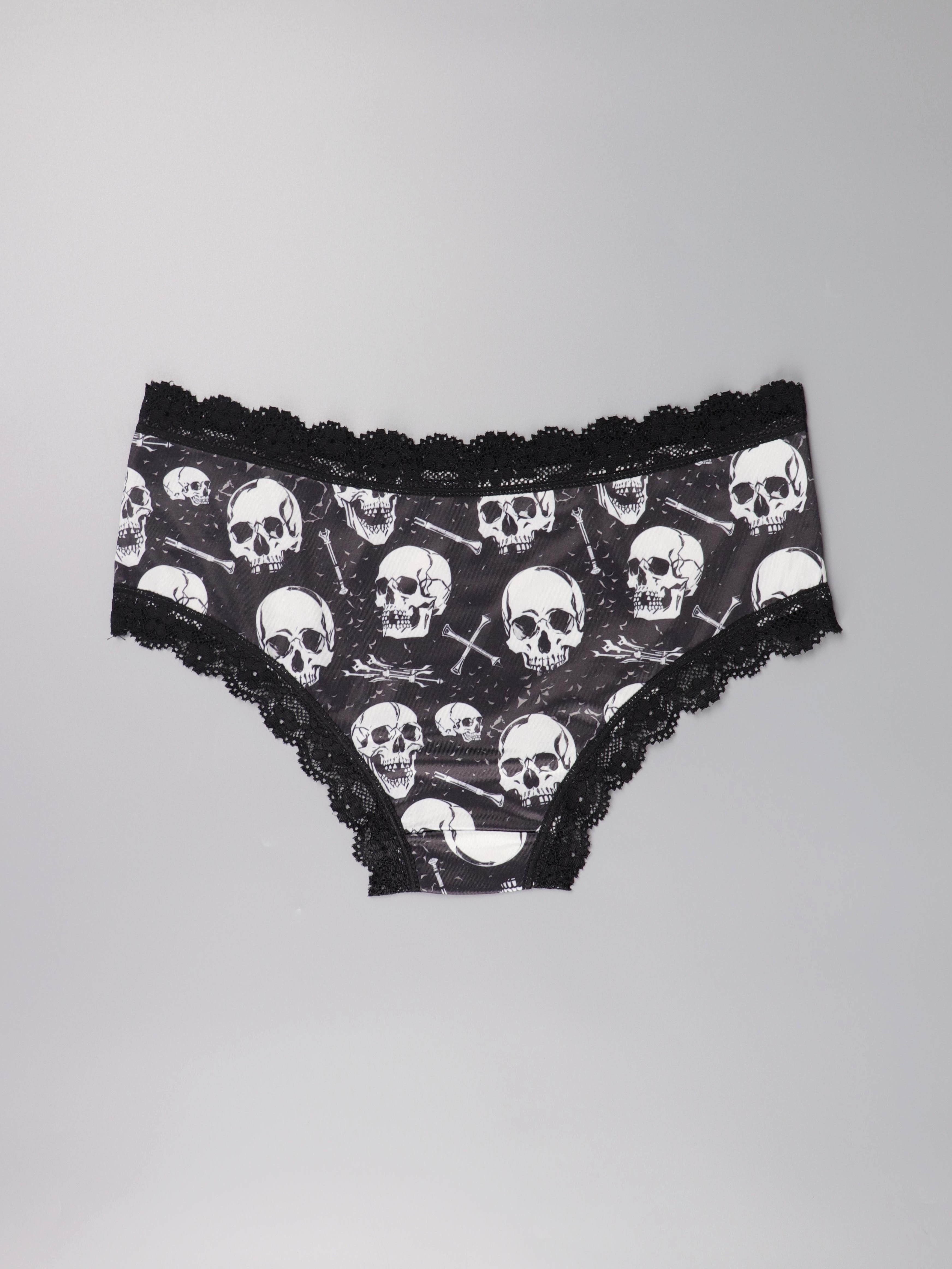 Gothic Skulls Goth Underwear: Underwear From the Underworld, Gothic Occult Women's  Briefs, Gothic Underwear, Woman 