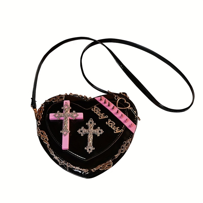 Pink Lolita Heart Crossbody Bag