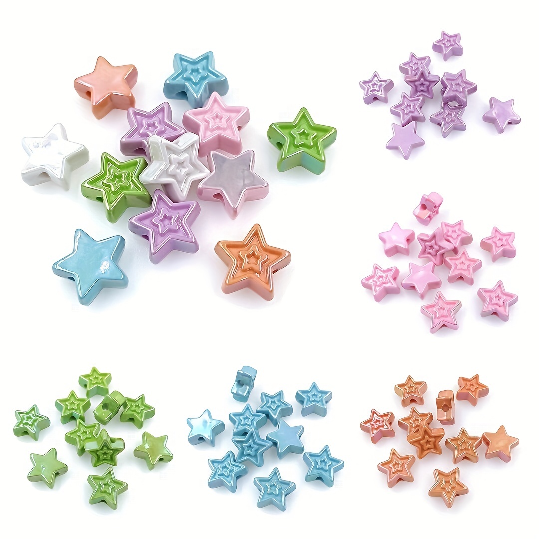 Suv Holographic 3d Star 6 Colors Bead Charms Fashion For Diy