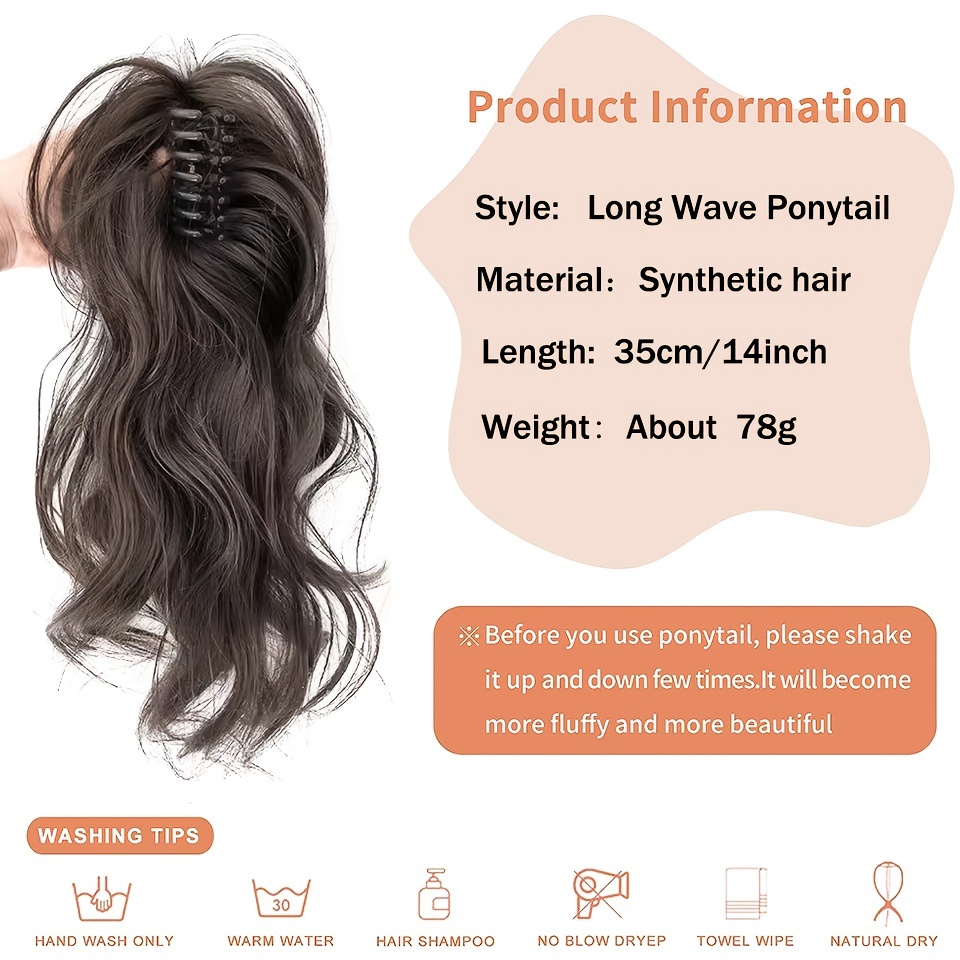 Long Curly Wavy Clip In Ponytail Extensions