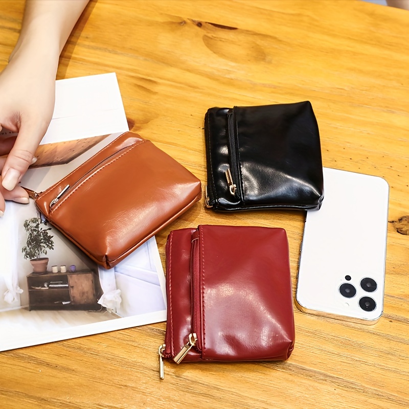 Mini Key Wallet Handbag, Clutch Bag, Solid Color PU Leather