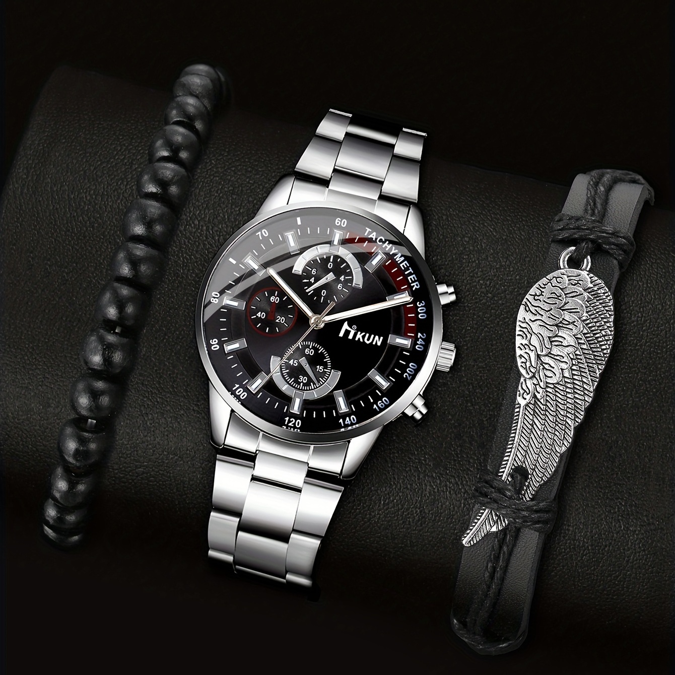 4pcs Set Fashion Creative Mens Quartz Watch Set, High-quality & Affordable
