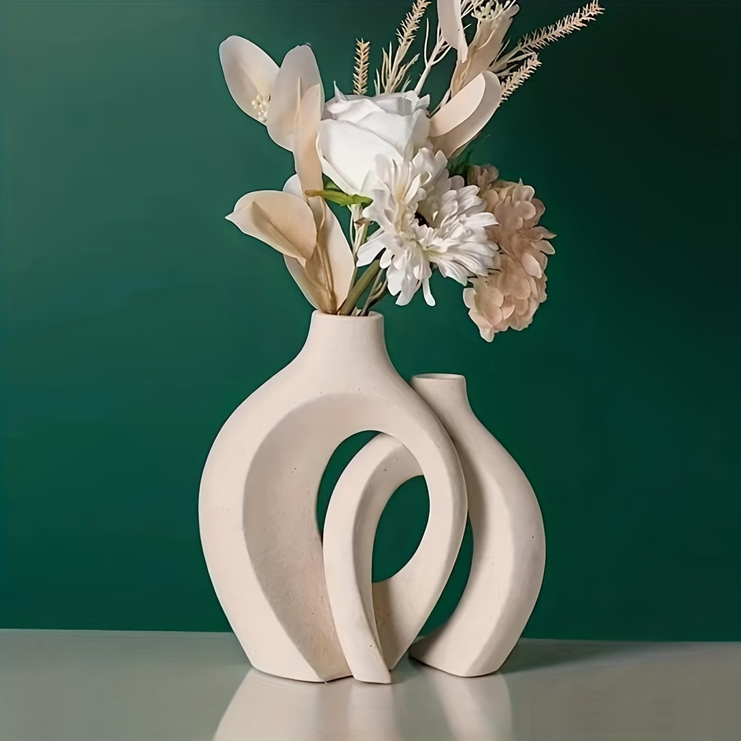 Juego de 3 floreros de cerámica Long-L, pequeños jarrones decorativos,  modernos floreros esmaltados para decoración del hogar, centros de mesa,  sala