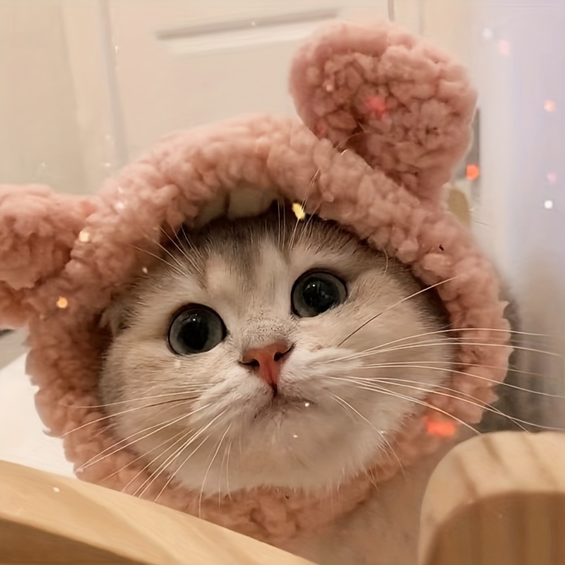 Adorable Plush Bear Shaped Cat Hat For Cats Cute And Creative