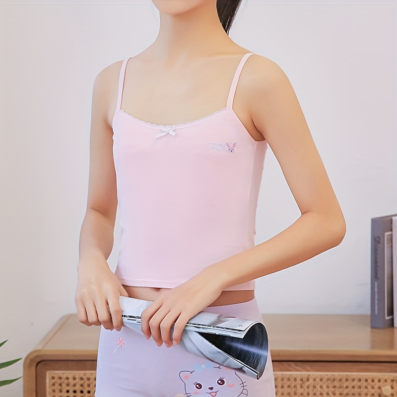 Girls Development Fixed Cup Seamless Underwear Student Vest Bra, Size: F  40-52.5kg(Light White), snatcher