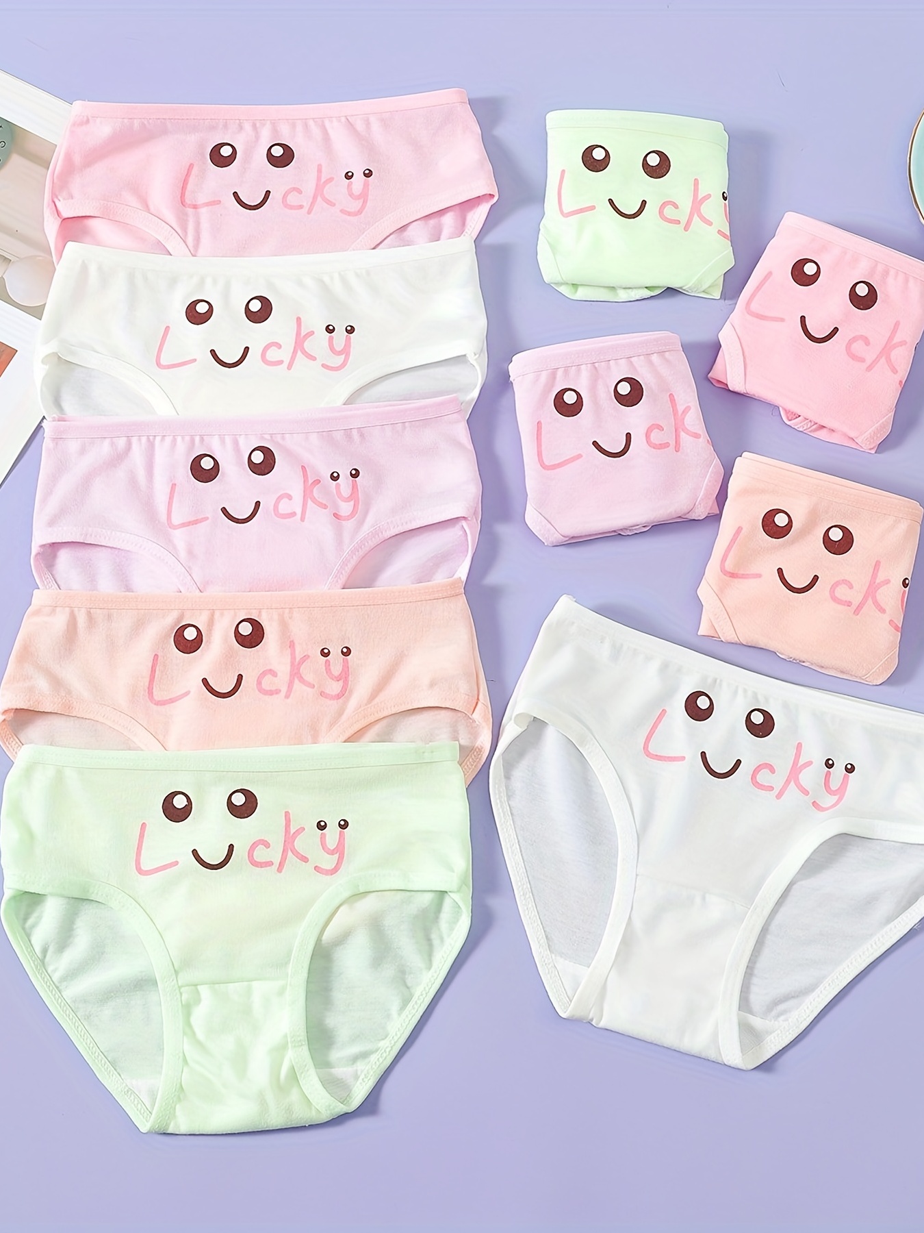 Girl's Cotton Triangle Panties Cute Graphic Elastic Waist - Temu