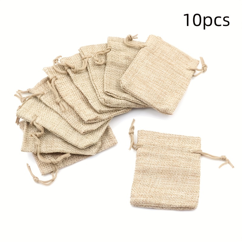 Acheter Pochette en tissu de coton et de lin, sac à cordon