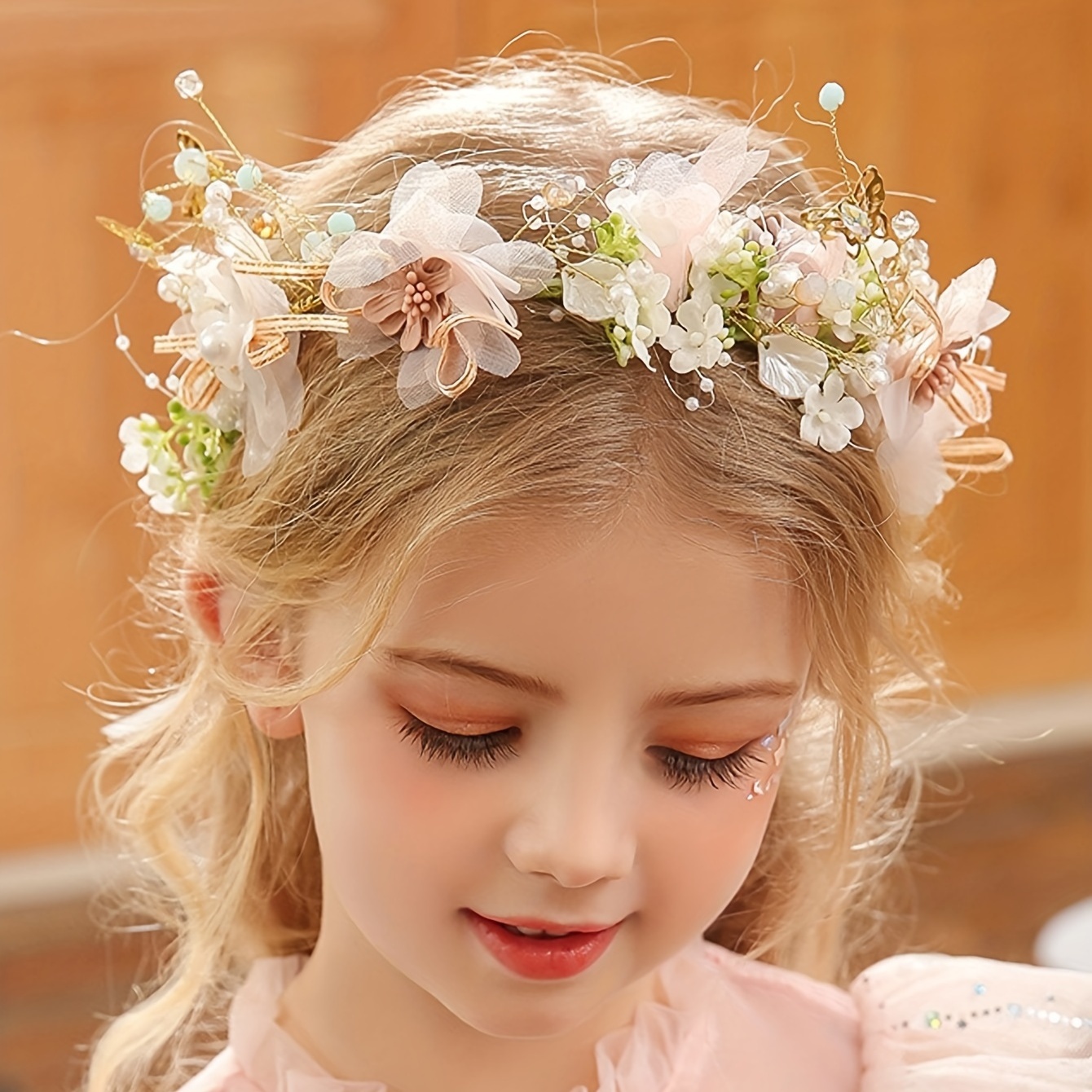 Flower Faux Pearl Headbands Woven Veil Wedding Accessories - Temu