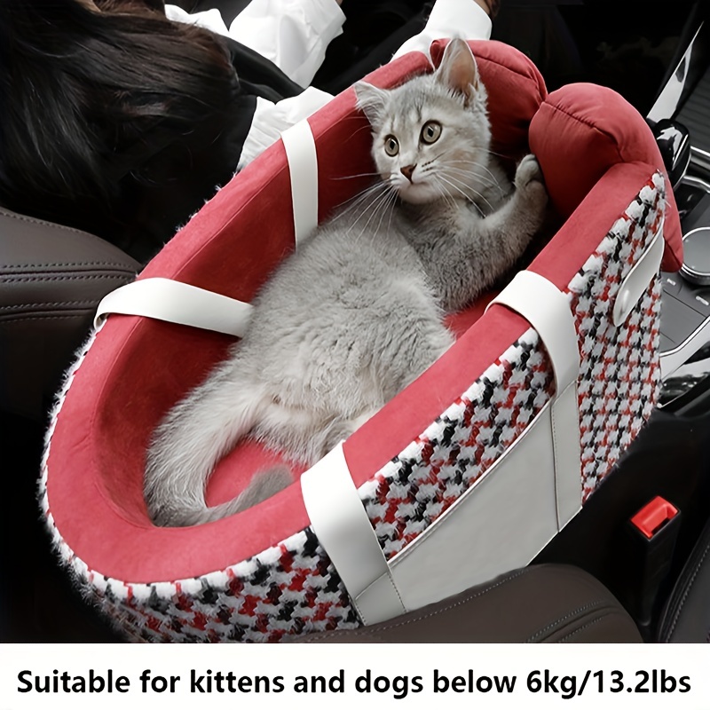 Siège de voiture coule pour chiens et chats, console centrale, entièrement  poignées, amovible et lavable