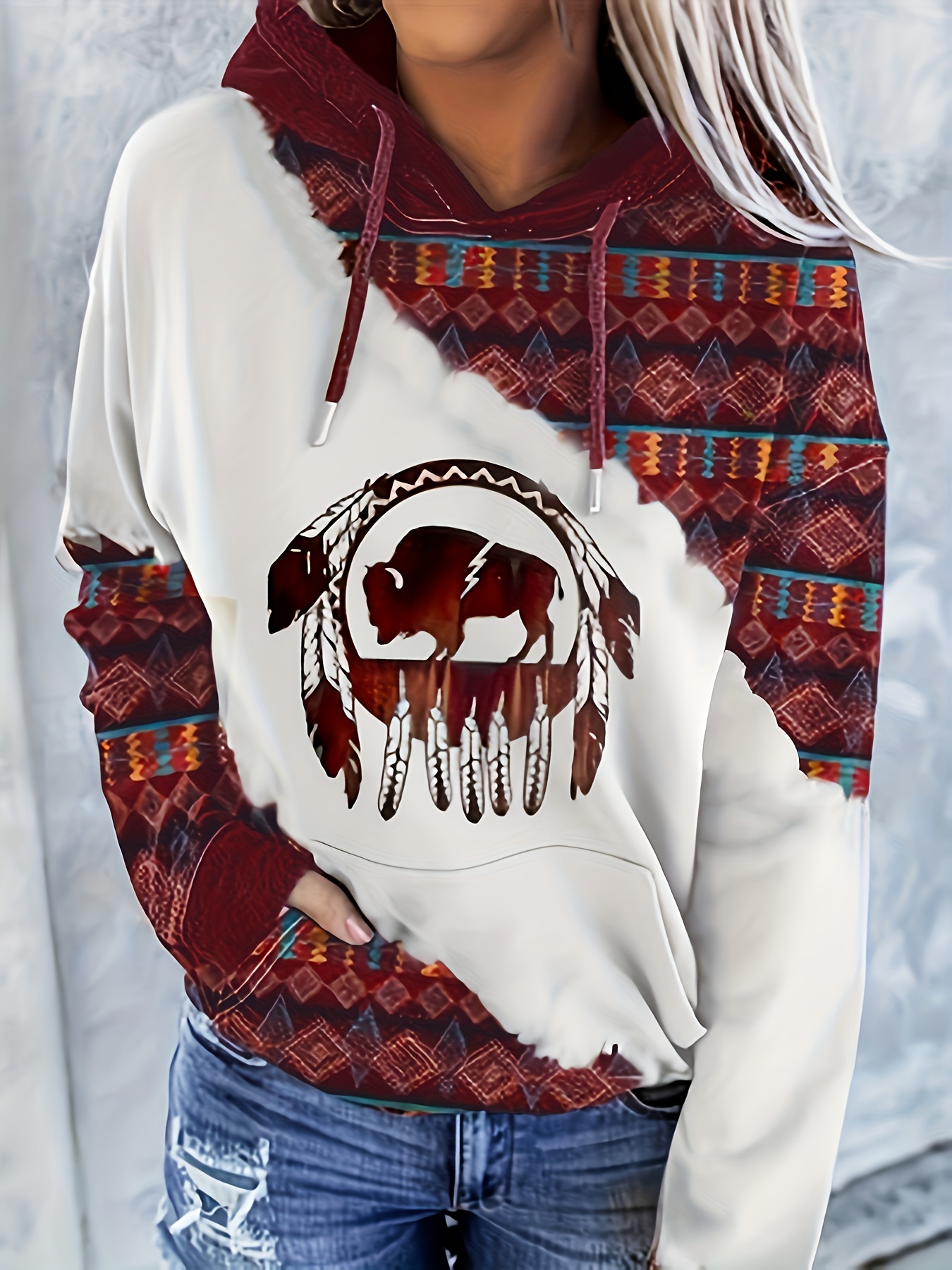 Aztec Sun Stone Print Sweatshirt Creative Graphic Design - Temu