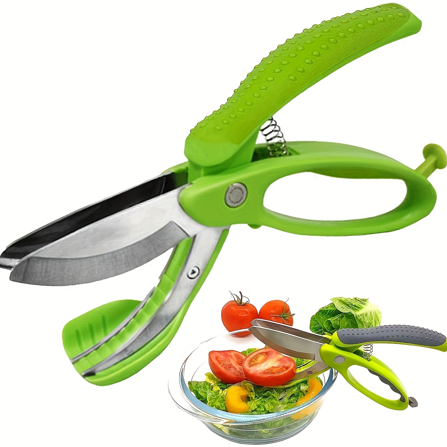Salad Chopper, Toss and Chop Salad Tongs, Heavy Duty Kitchen Salad  Scissors, Multifunction Double Blade Salad Cutting Tool