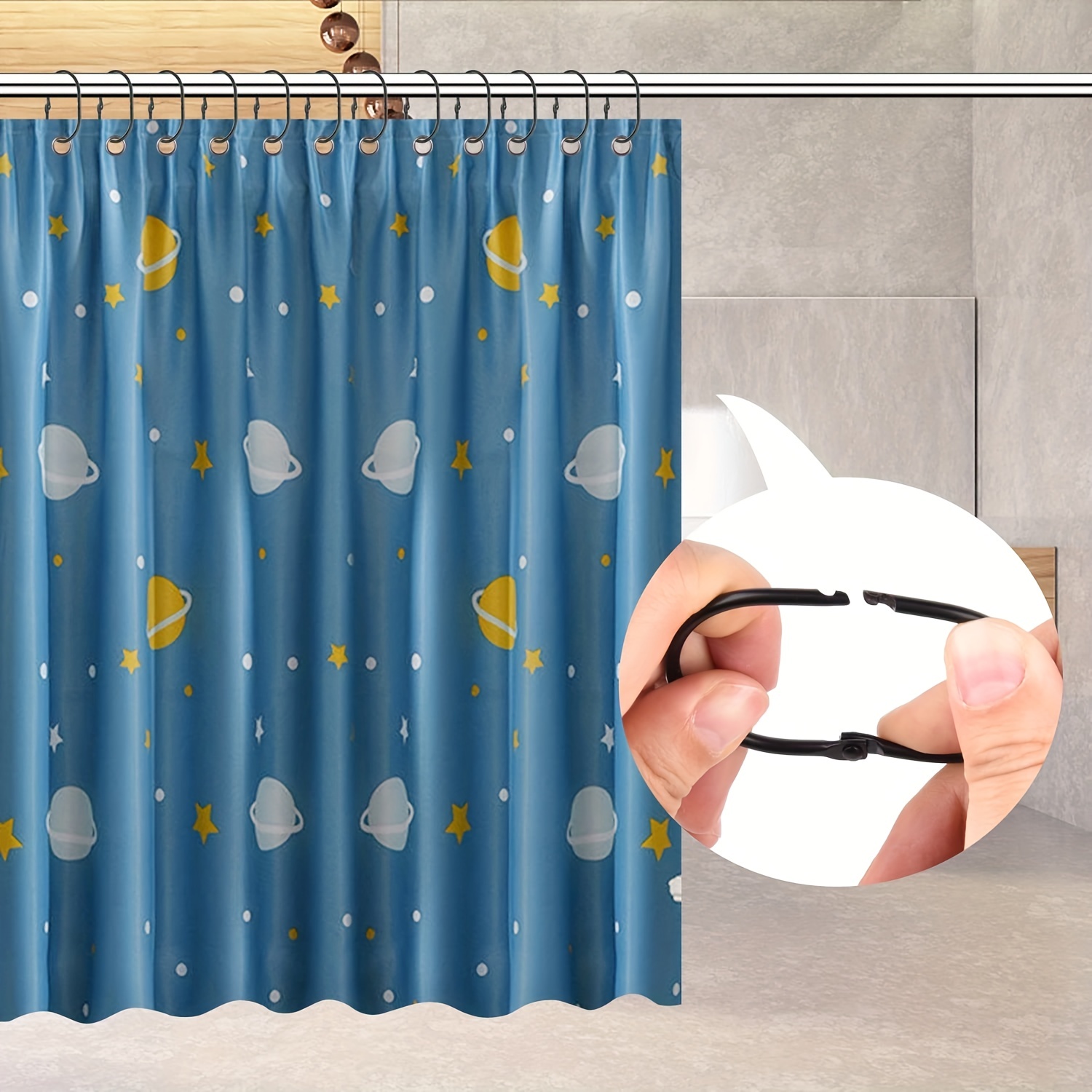 Rustproof Shower Curtain Hooks Rings Iron Shower Curtain - Temu