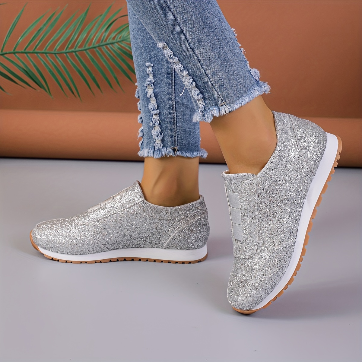 Breathable Glitter Vulcanized Dressy Tennis Shoes Womens For Women