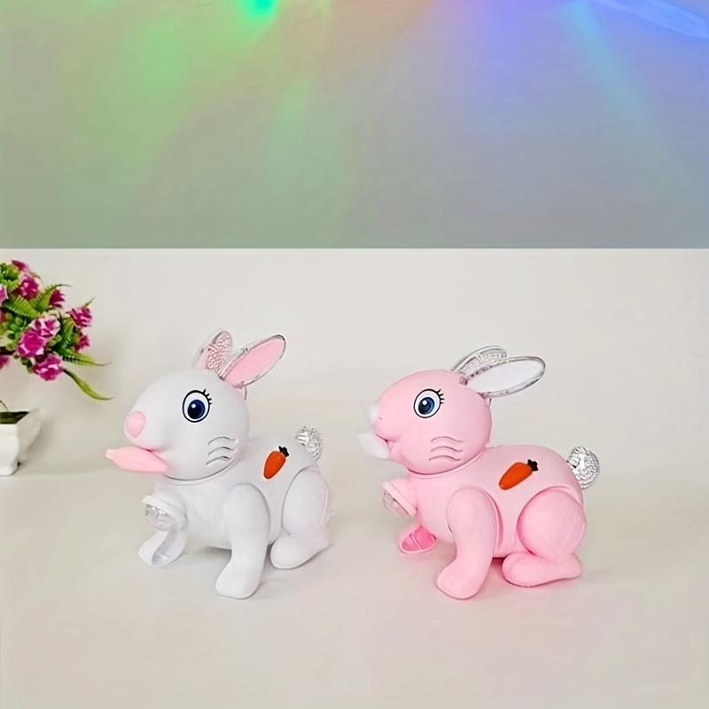 Crawling Toy Electric Light And Music Bounce Rabbit Puzzle Playhouse Toy  Electric Pulling Rope Little Rabbit Toy