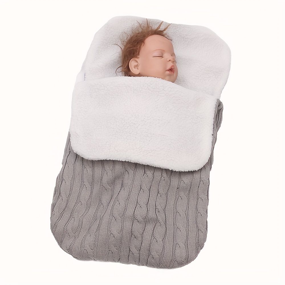 Baby Plus Velvet Sleeping Bag, Thick Knitted Warm Bag