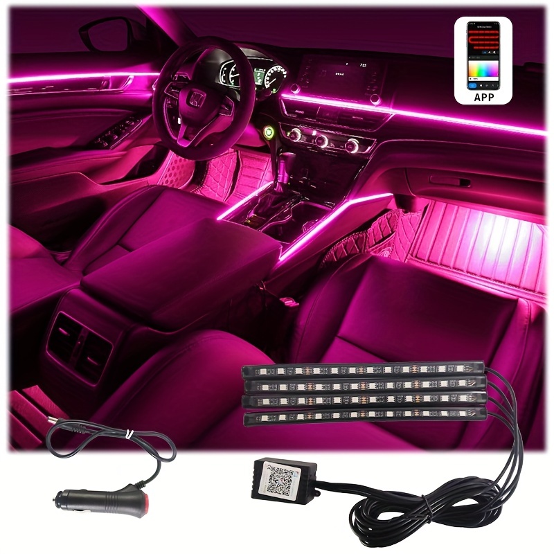 APP Control Car LED Lights, Smart Car LED Strip Lights, Interior Car Lights  with Music Mode and 16 Million Colors, Under Dash Lighting Kit for Cars,  SUVs, USB DC 5V 