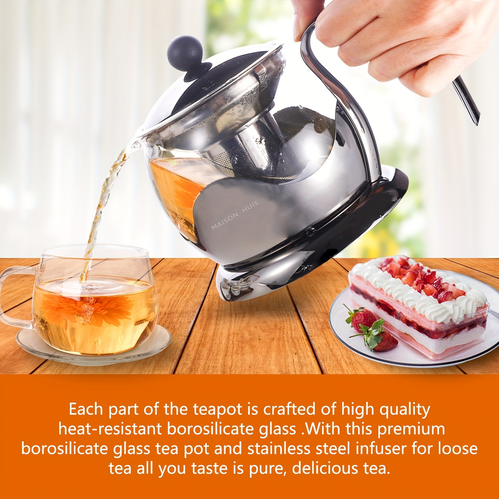 1pc Glass Teapot With Tea Infuser, Heat Resistant Thickened Glass Tea  Kettle With Tea Strainer, Blooming And Loose Leaf Tea Maker, Boiling  Kettle, Per