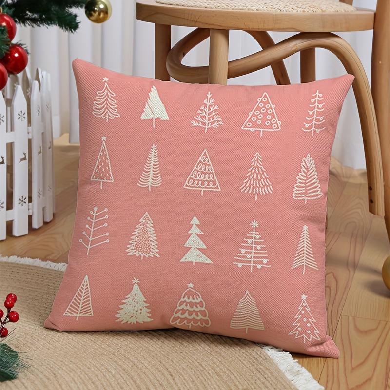 4pcs Christmas Pillow Cover Set, 18x18 Inches, Pink Santa Claus Cartoon  Reindeer Letter Decor, Gift, Home Decor For Sofa, Farmhouse, Bedroom, Pillow  Insert Not Included