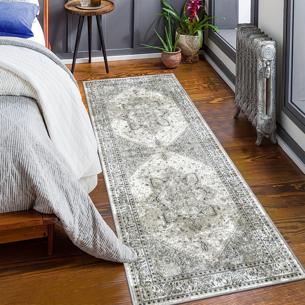 Vintage Boho Washable Bathroom Rug Runner Distressed Laundry - Temu