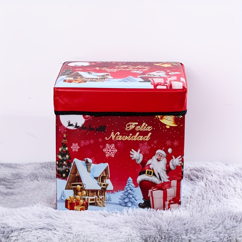 Merry Christmas Reindeer Snowman Christmas Ornament Storage Box with Zipper  Adjustable Dividers Happy Santa Claus Xmas Cube Storage Containers Stores