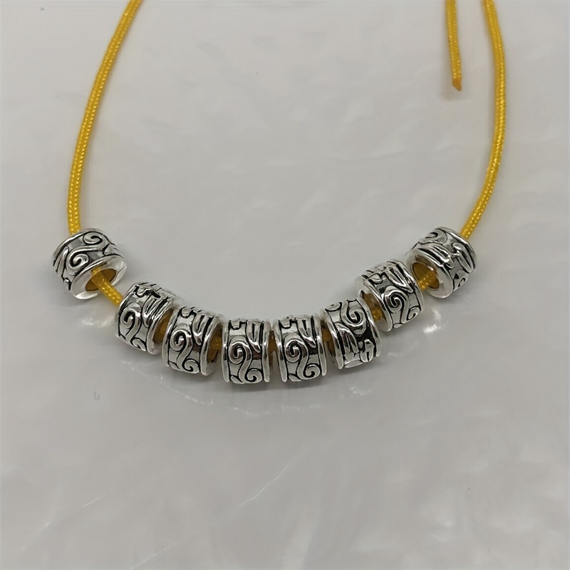 Retro Printed Large Hole Decorative Loose Beads For Jewelry - Temu