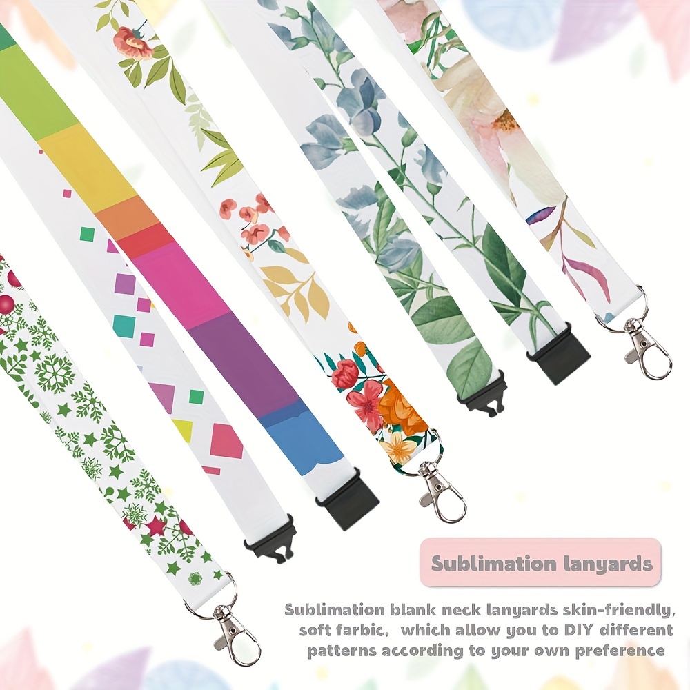 10/20/30pcs Sublimation Lanyard Blank White Sublimation Neck Lanyards Neoprene DIY Sublimation Lanyards Christmas Gifts for Keychain Card Name