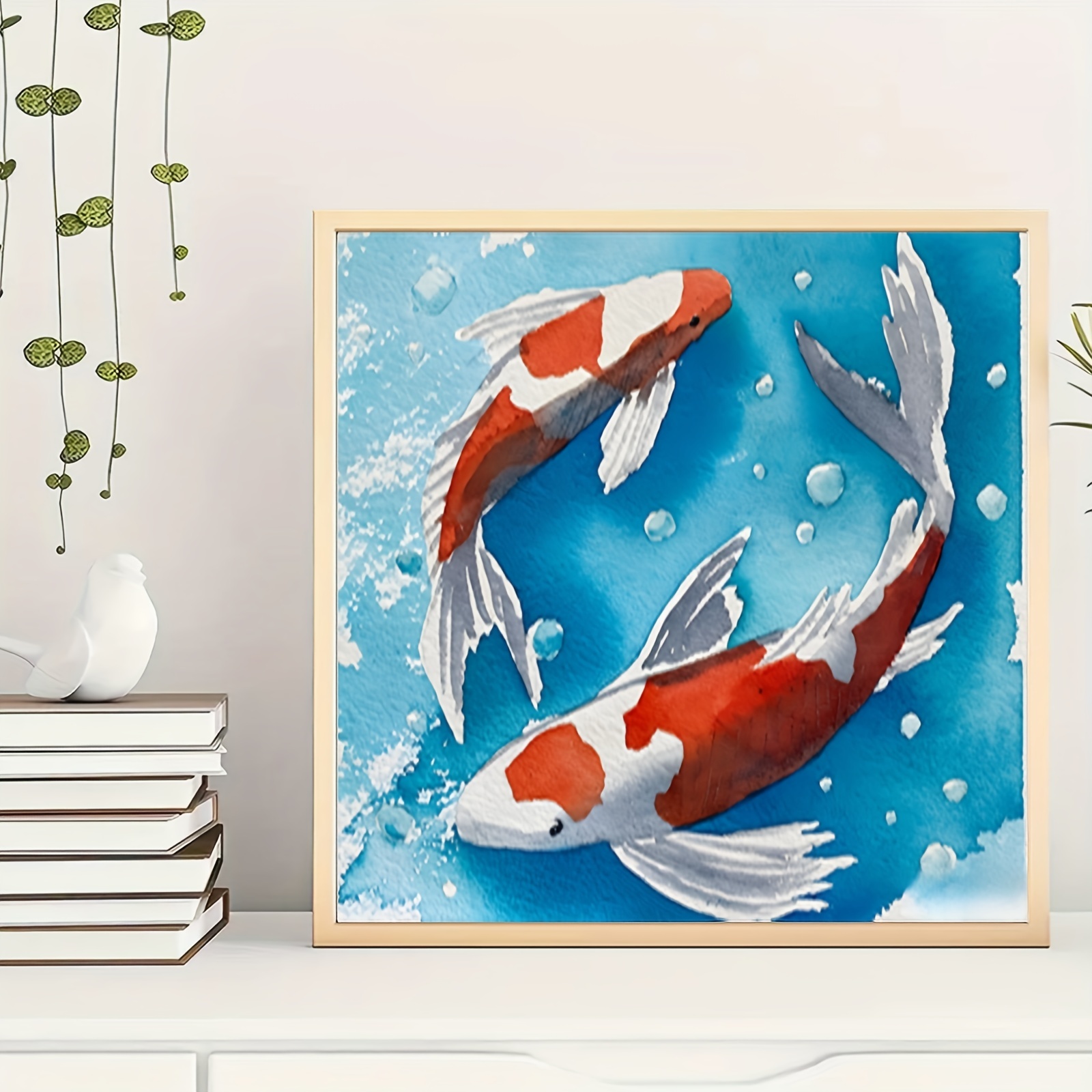 5d Diy Artificial Diamond Painted Ornamental Carp Painting Mosaic