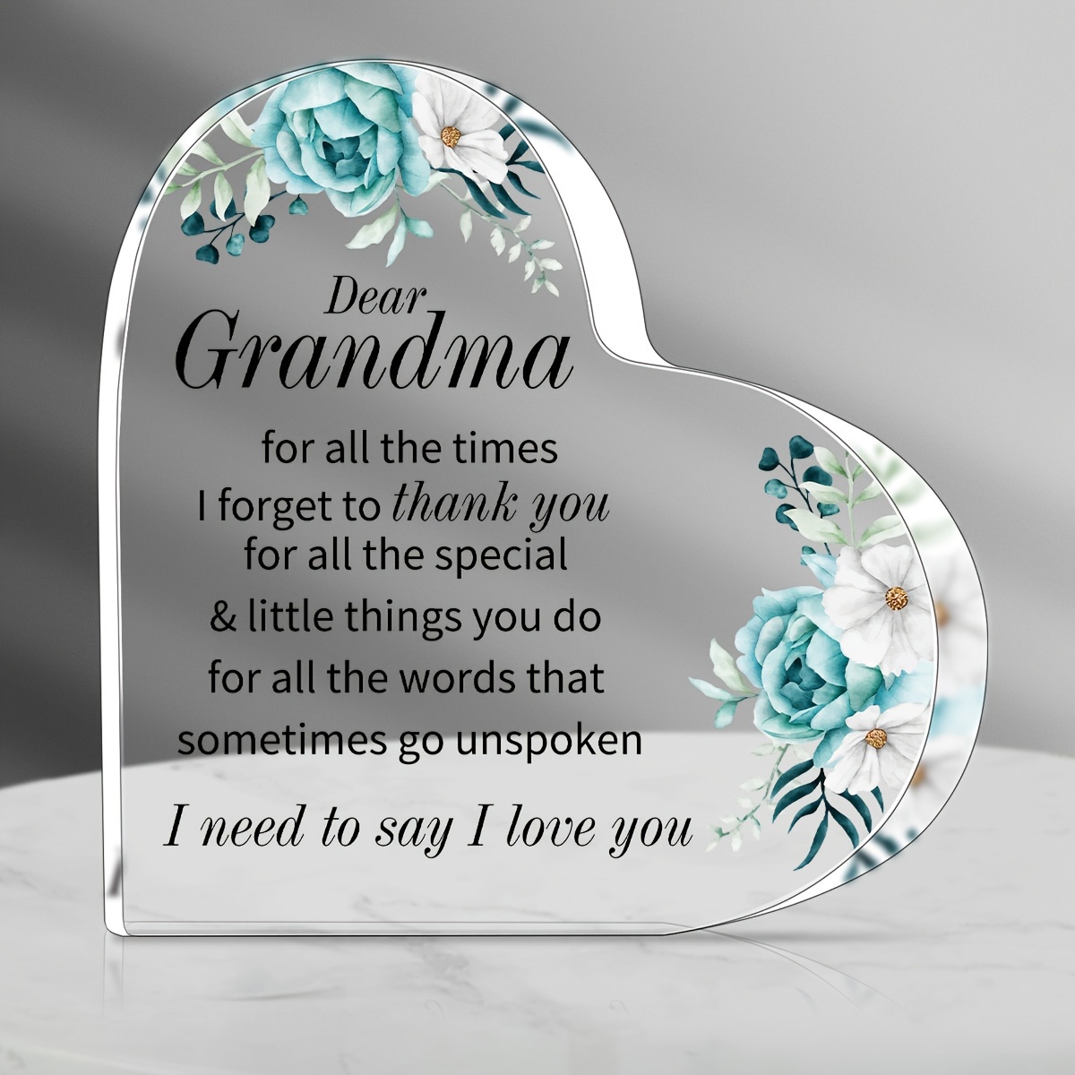 Acrylic Ornament Grandma Birthday Gifts Floral Theme Heart - Temu