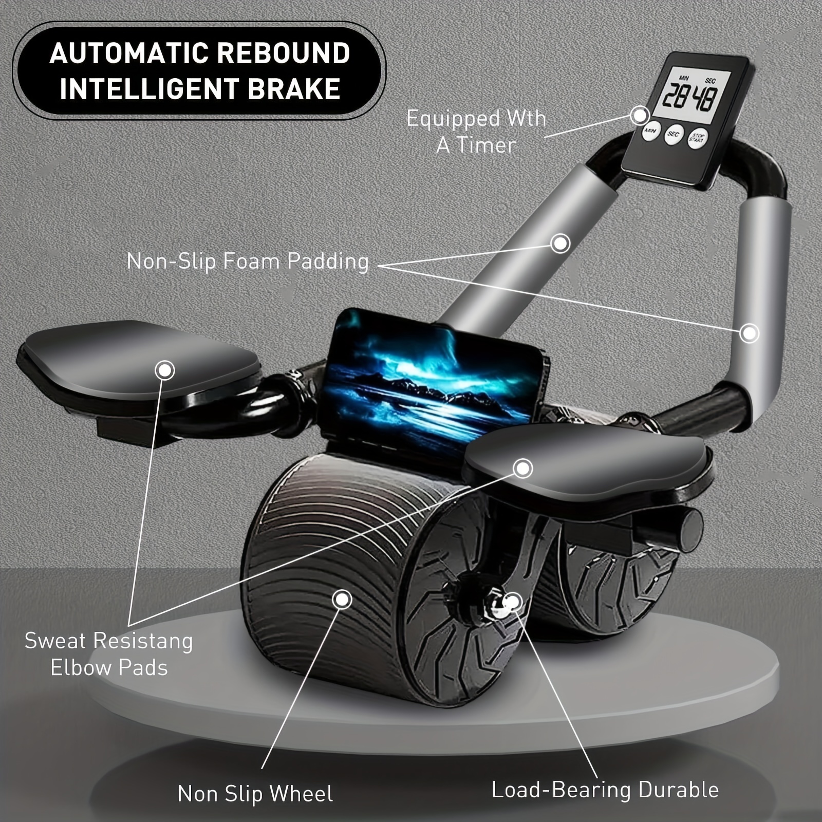 Ab Roller Wheel Knee Mat Automatic Rebound Abdominal Wheel - Temu