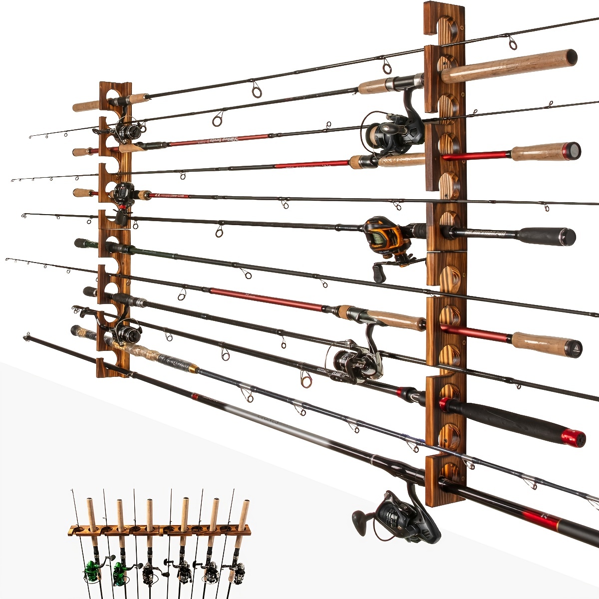 Premium Wooden Fishing Rod Holder Organize Display Fishing - Temu