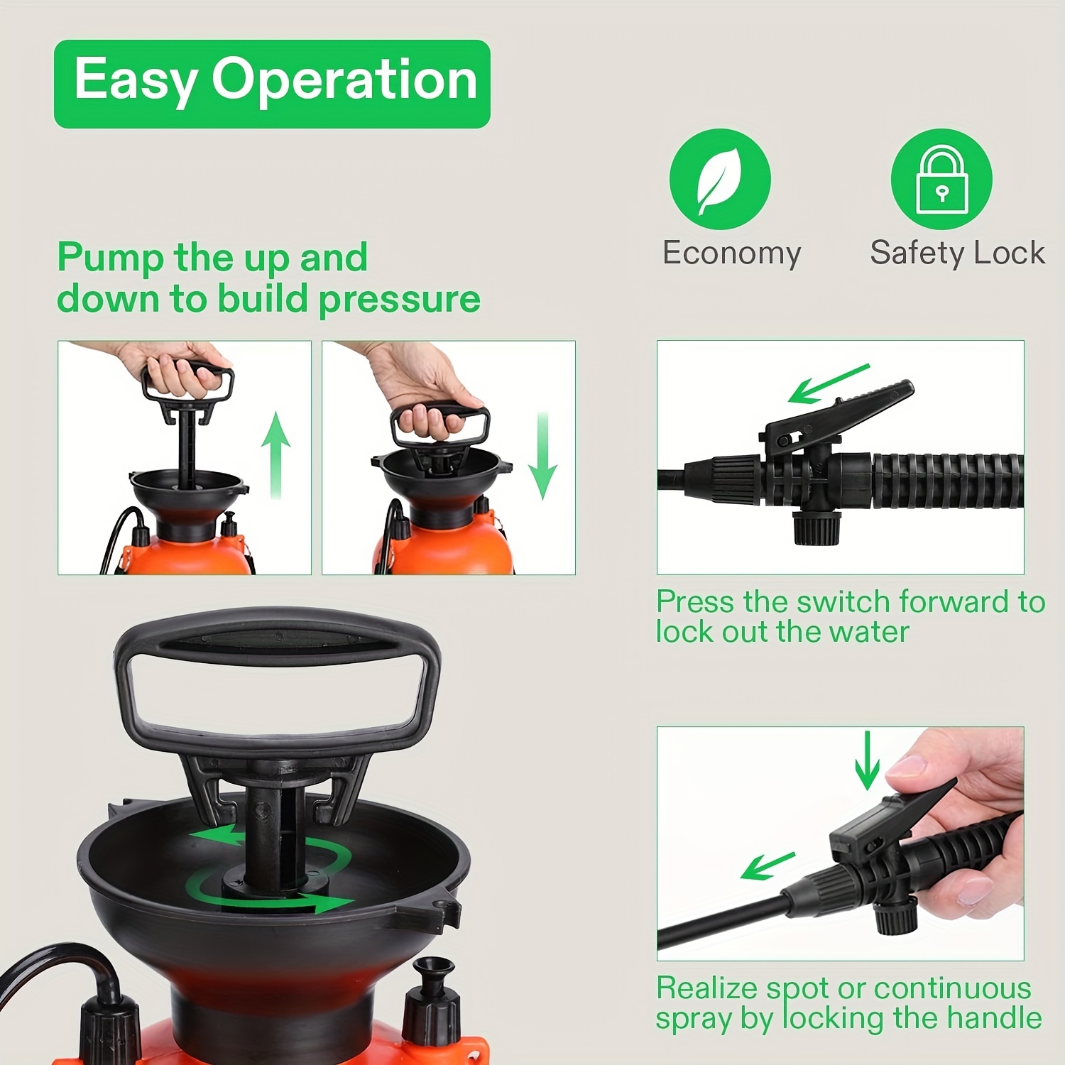 1 Gallon Sprayer Pump Pressure Lawn and Garden Portable Sprayer with  Safety, Special Handle and Adjustable Shoulder Strap