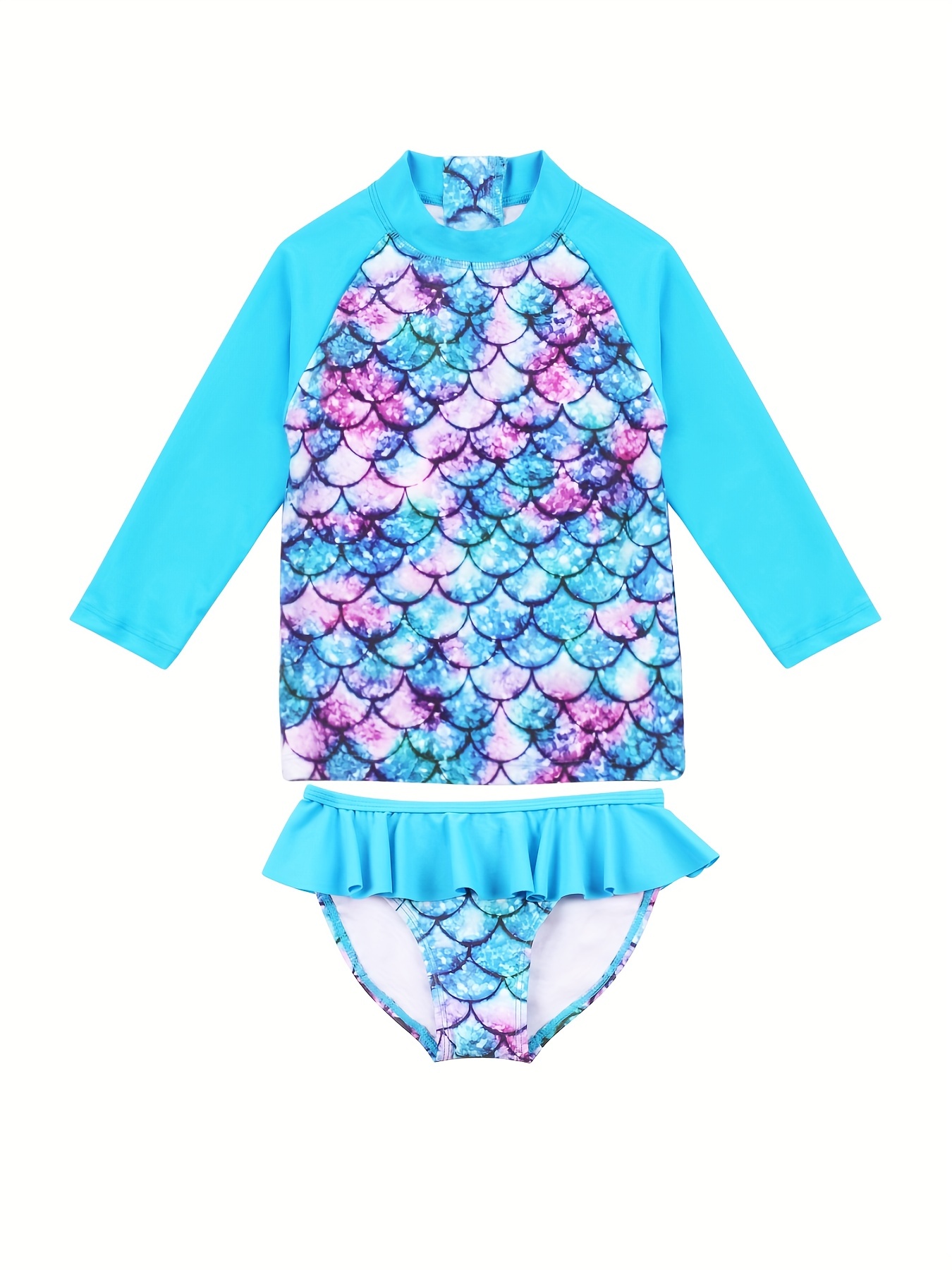 Stylish Summer Swimsuit Set Girls Gradient Fish Scales - Temu