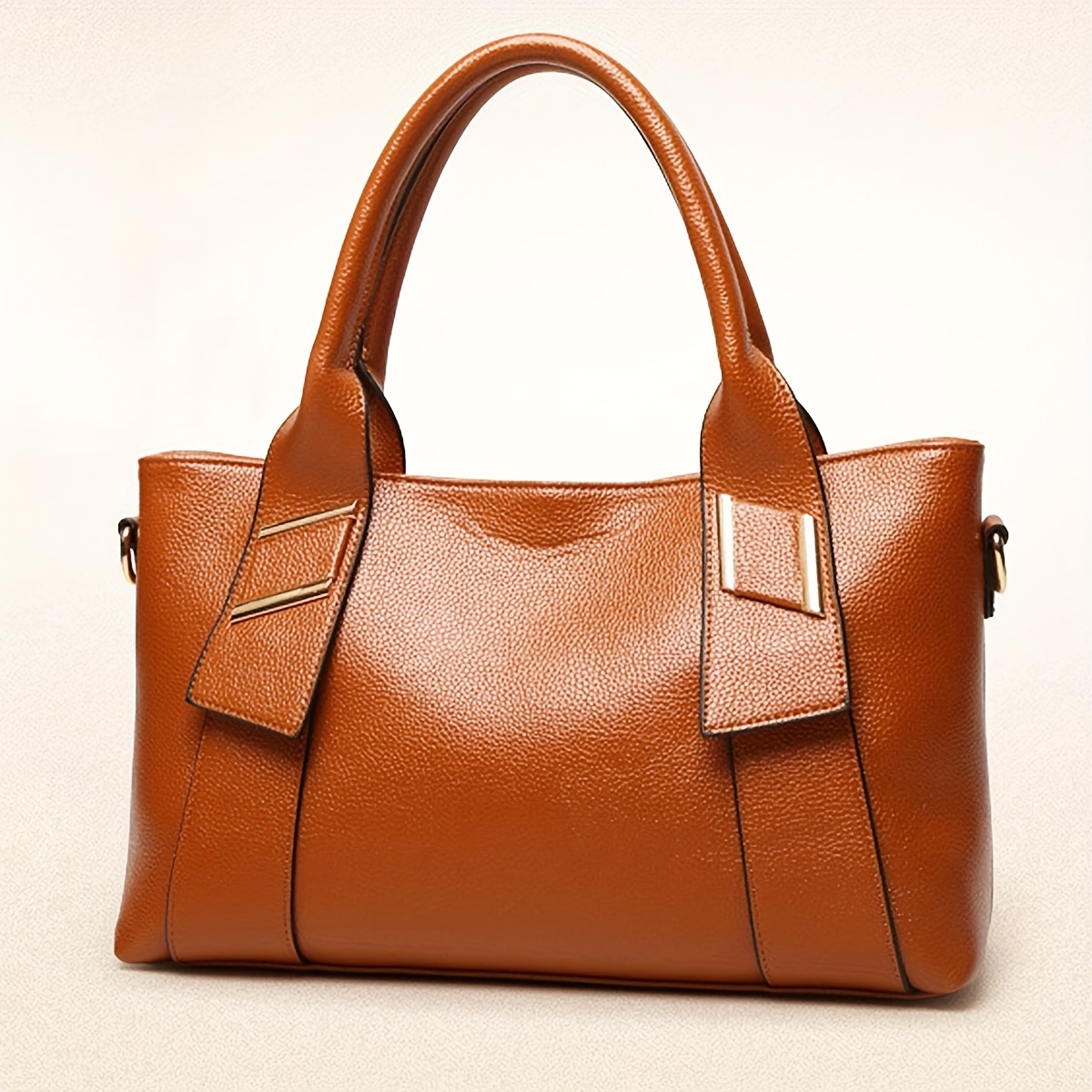 Ladies' Pu Leather Tote Bag, Shoulder Bag With Zipper Closure And