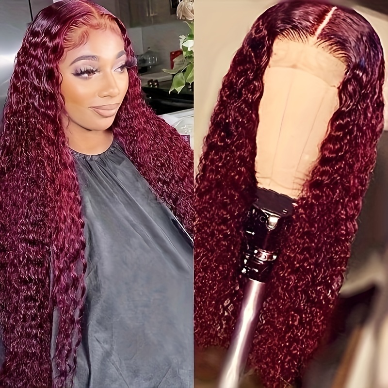 

Burgundy 13x4 Lace Front Wigs Human Hair For Women 99j Deep Wave Lace Front Wigs Pre Plucked With Baby Hair Wine Red Colored Frontal Curly Human Hair Wig 150 Density