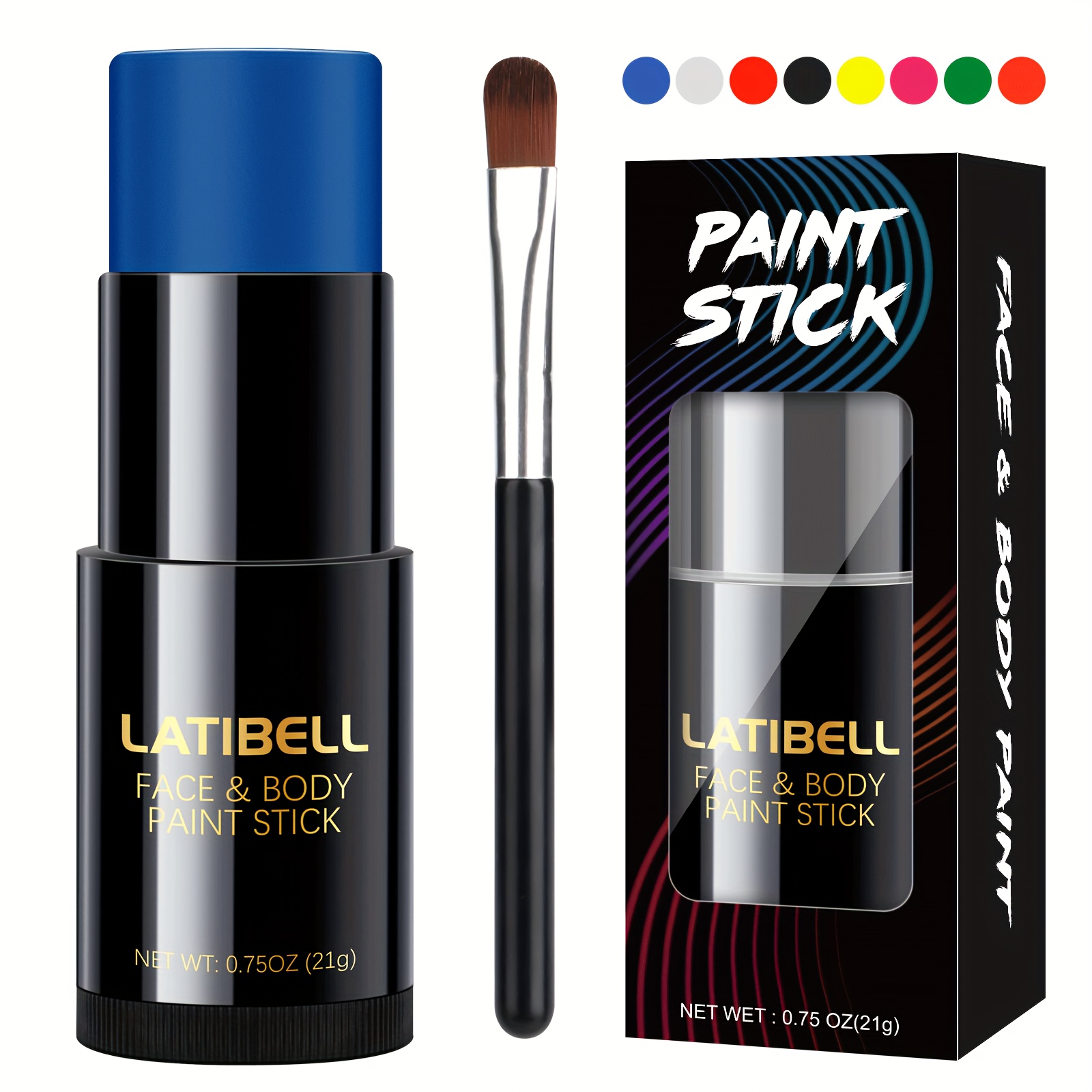 Pintura metálica de neón UV para rostro y cuerpo (6 botellas de 0.75 onzas  cada una) – Pintura fluorescente reactiva brillante para maquillaje a la