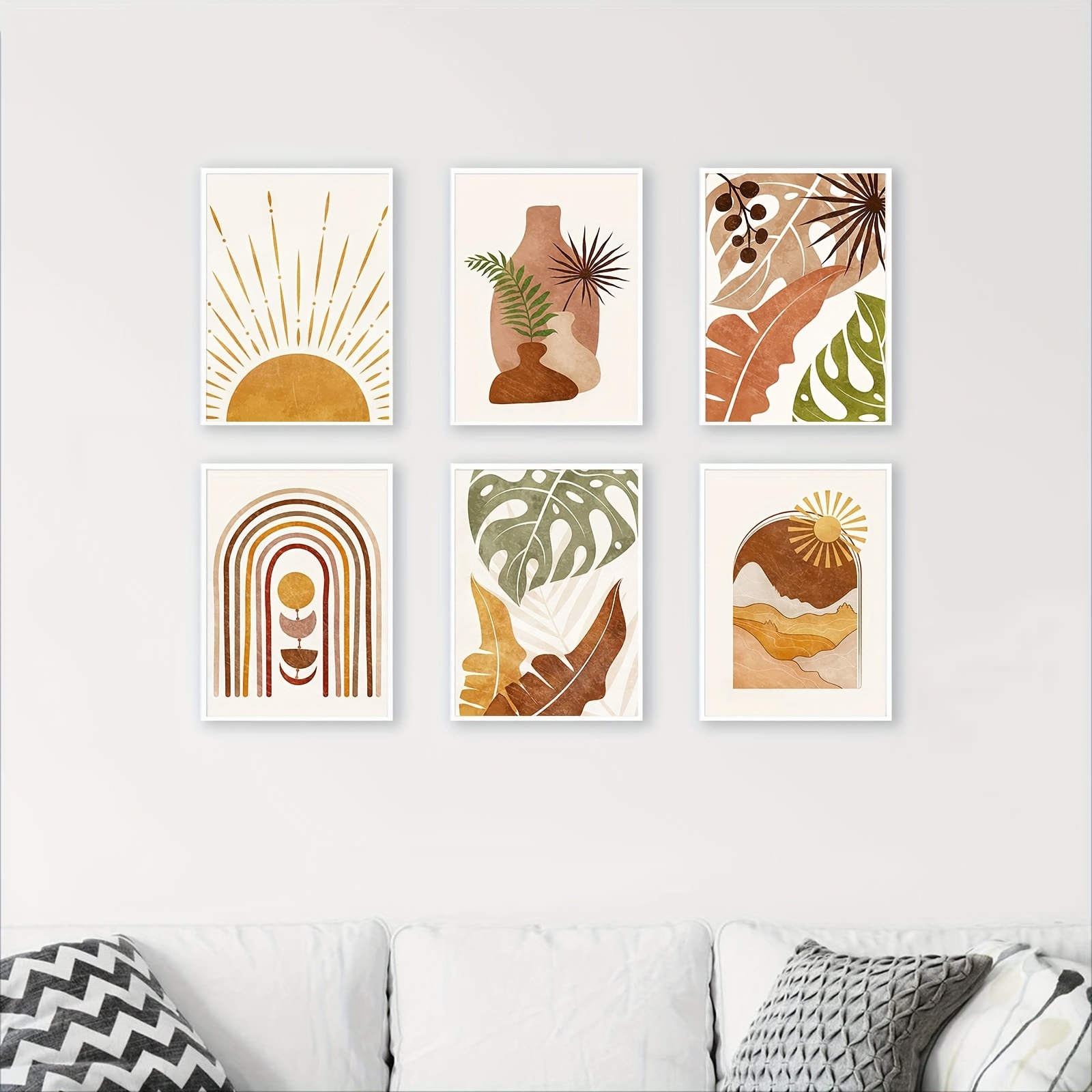 Boho Art Canvas Print Posters Abstract Geometric Canvas Wall - Temu