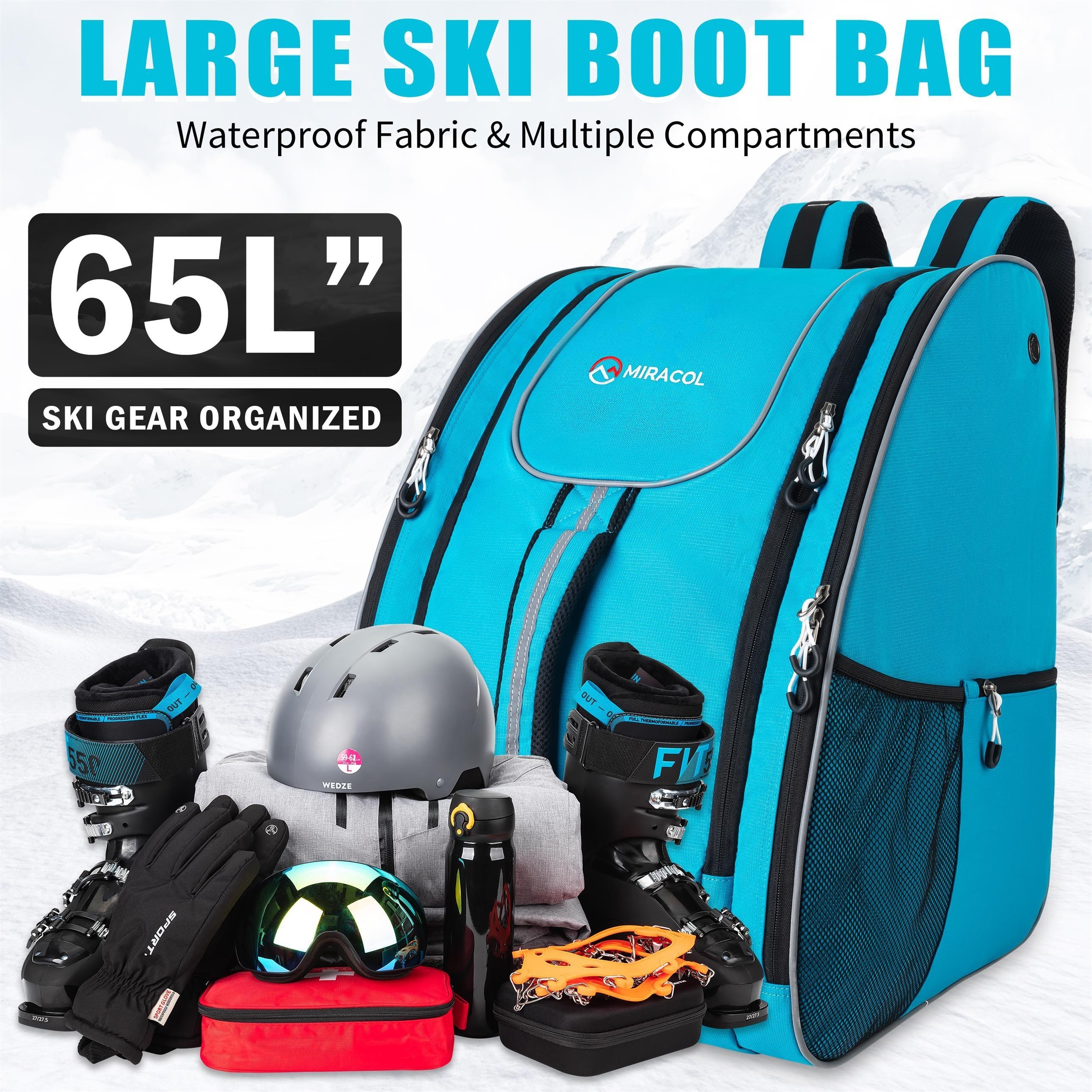 Double Ski Storage Bag I Wheeled Ski Travel Bag With 5 Storage Compart 