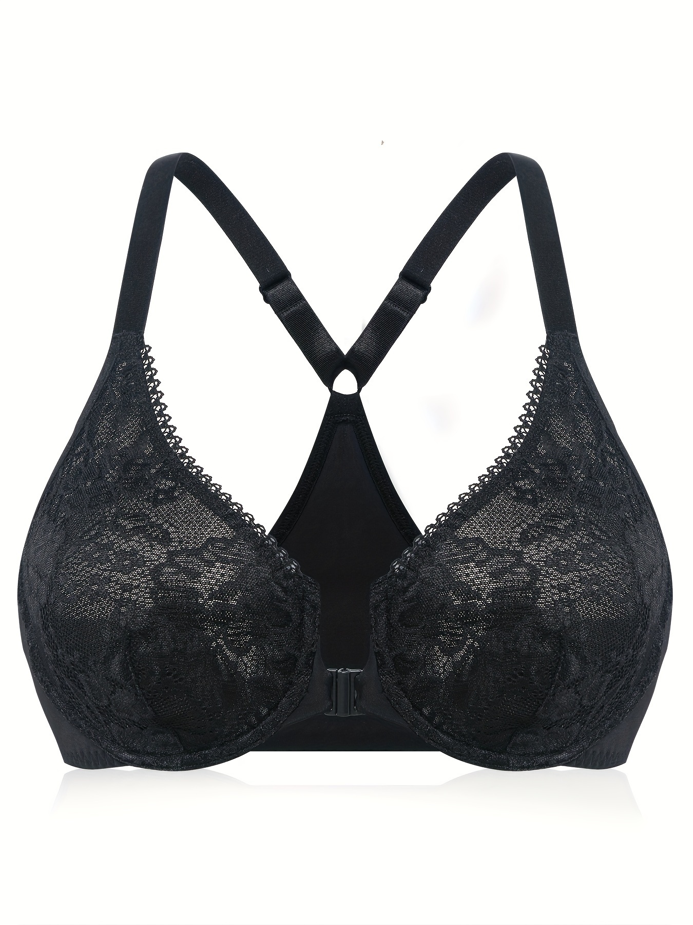 Solid Back Cross Front Buckle Bras Comfortable Sexy Micro - Temu